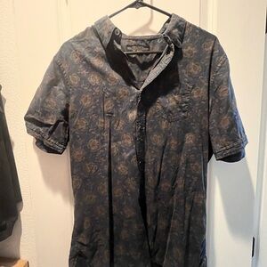 All Saints Navy Floral Button Down Shirt